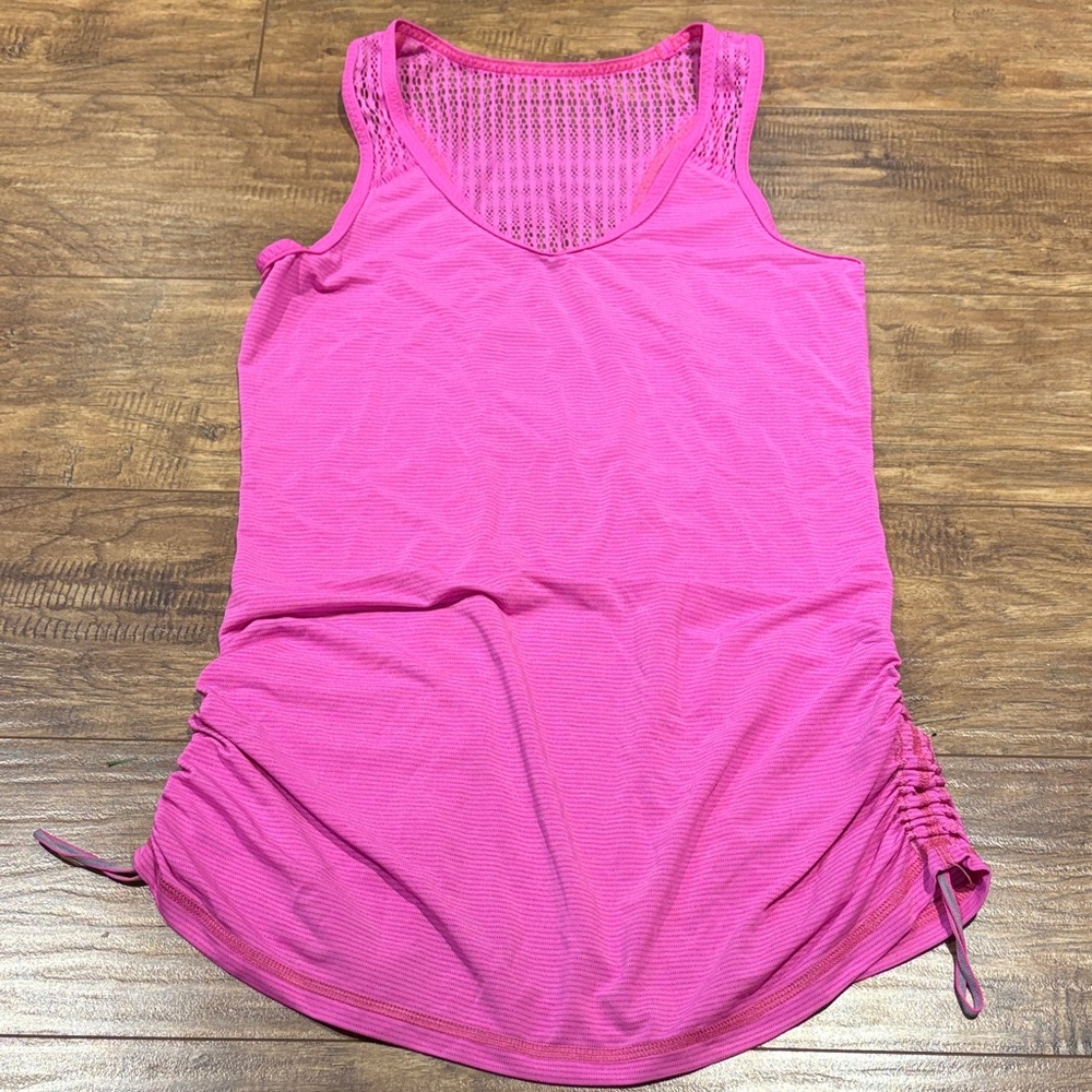 lululemon athletica Pink mesh and ruffle detail Tank Top